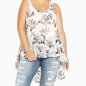 Floral Hi-Lo Chiffon Top - Torrid Size 1